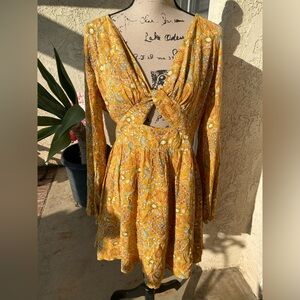 Floral Yellow Long Sleeve Dress